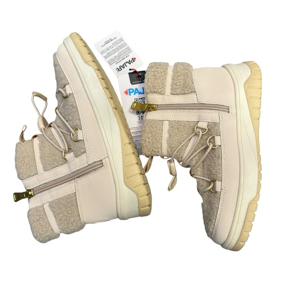 NEW PAJAR Girls Sherpa Janie Pull on Winter Boots -20 Size 2 1/2(34) Biege/Cream - Picture 3 of 7